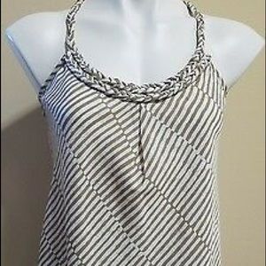 Banana Republic Tan & White Flowy Tank Top